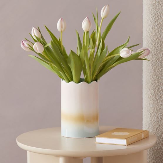 Ombre Pink, Yellow & Blue Scallop Vase