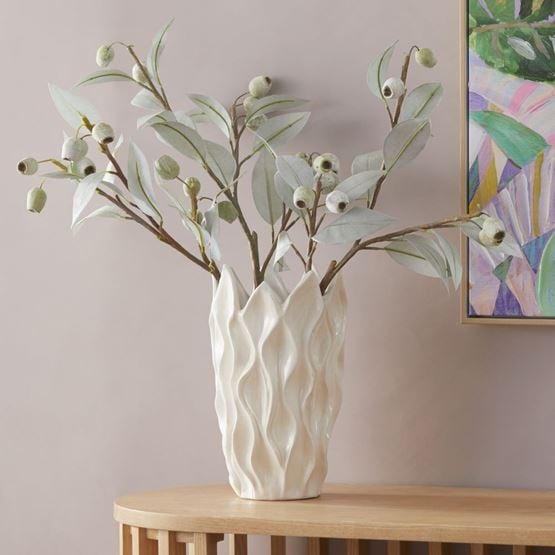 Ember White Crackle Vase