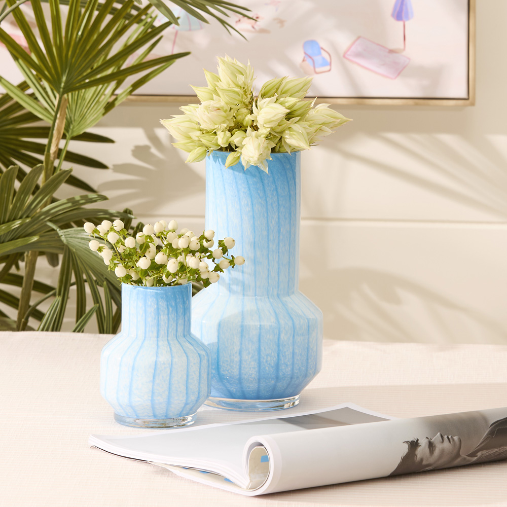 Skye Blues Stripe Vase | Adairs