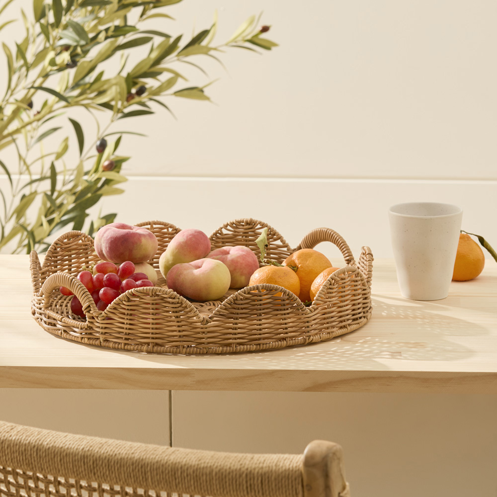 Clementine Natural Round Tray | Adairs