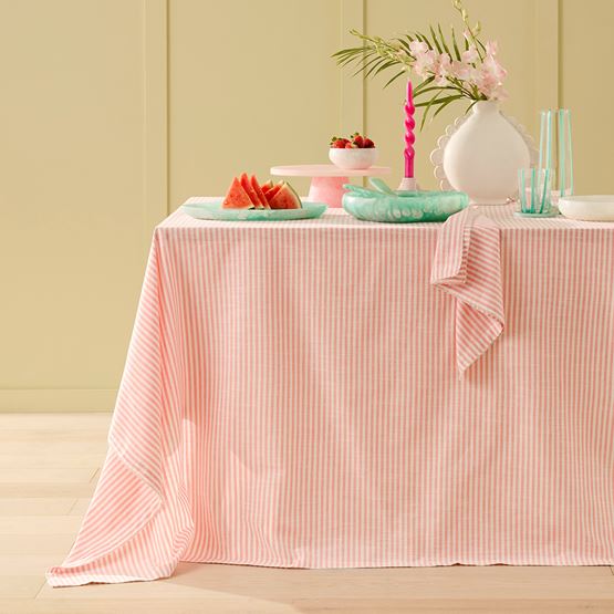 Seville Pink Stripe Tablecloth