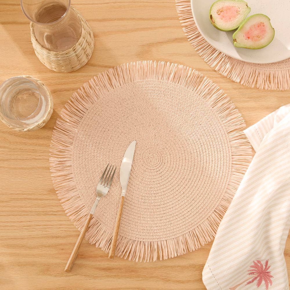 Fringe Pink Woven Placemat Pack of 2 Adairs