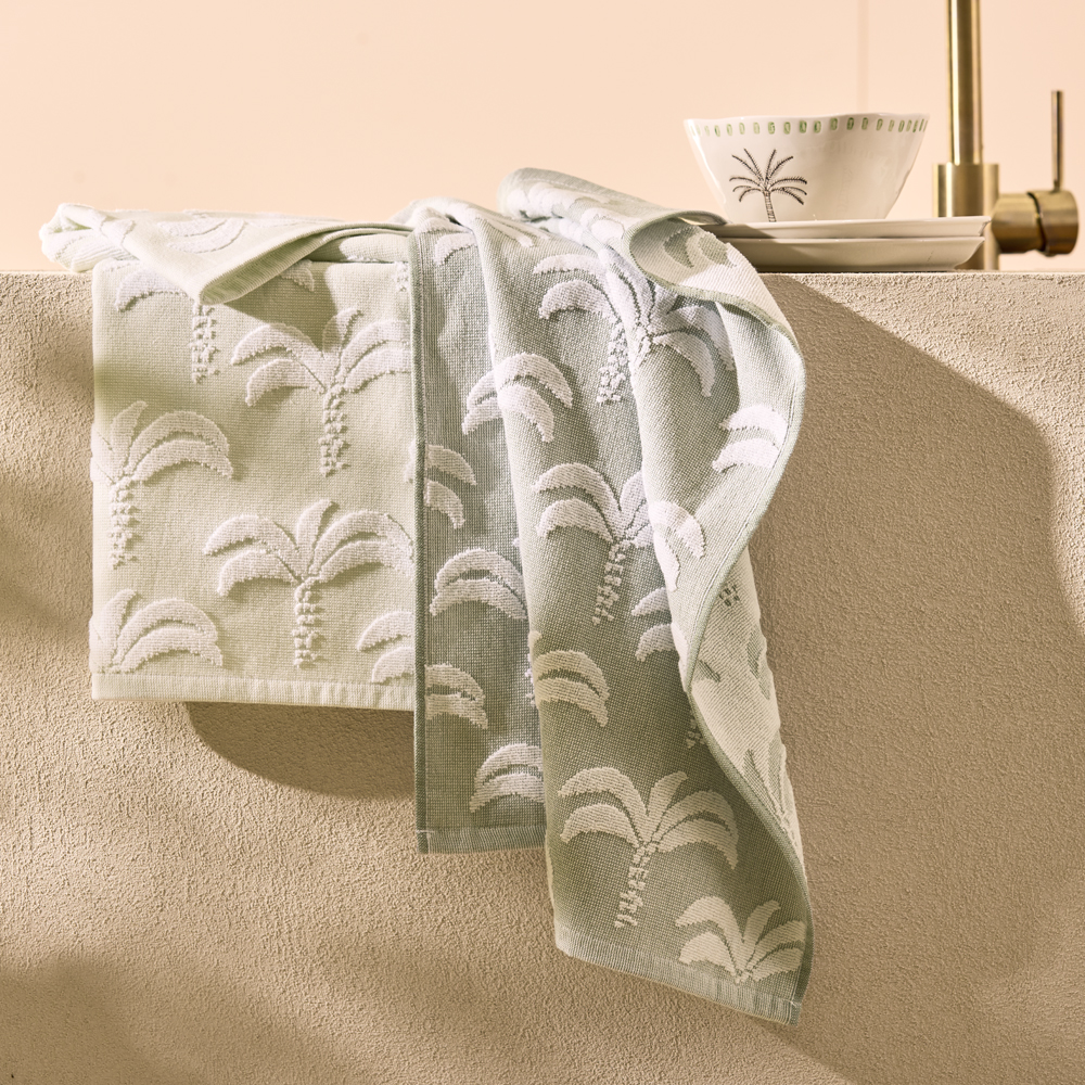 Mallorca Fern Green Tea Towel Pack of 2 Adairs