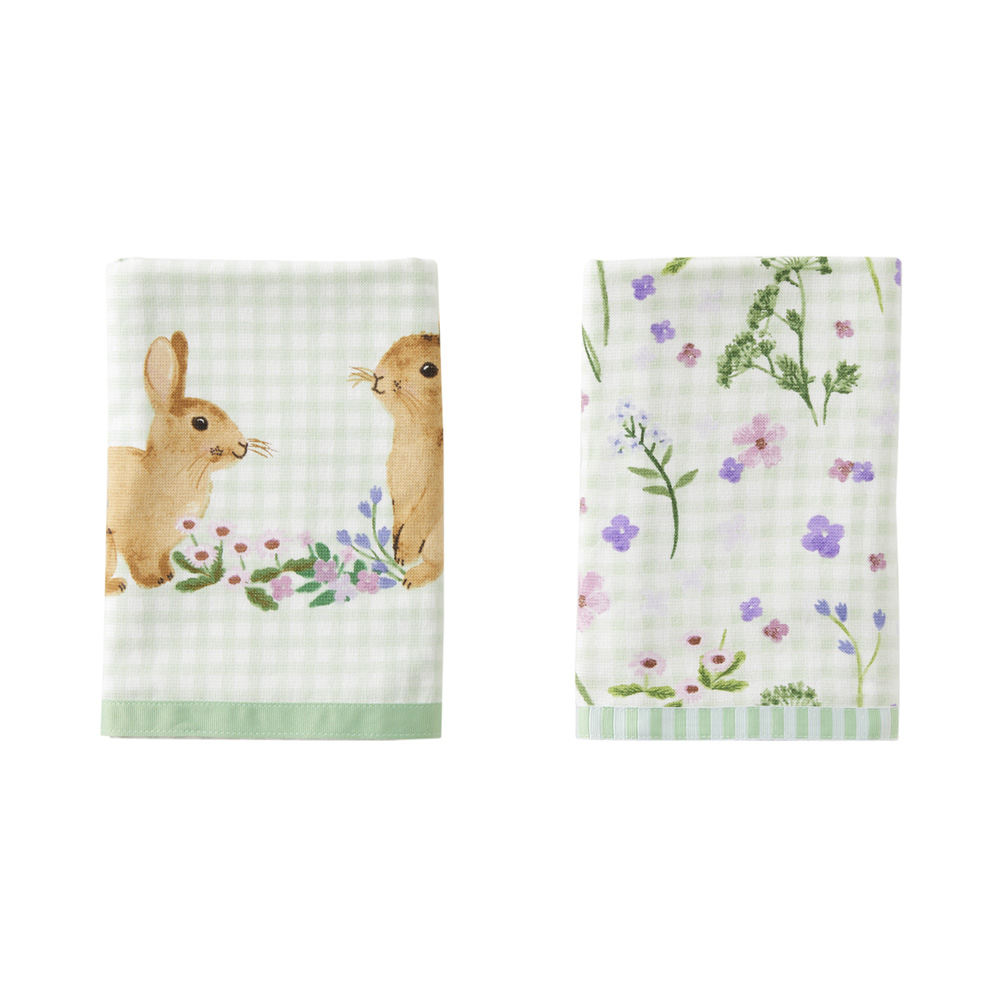 Easter Bunny Wreath Tea Towels Pack of 2 Adairs