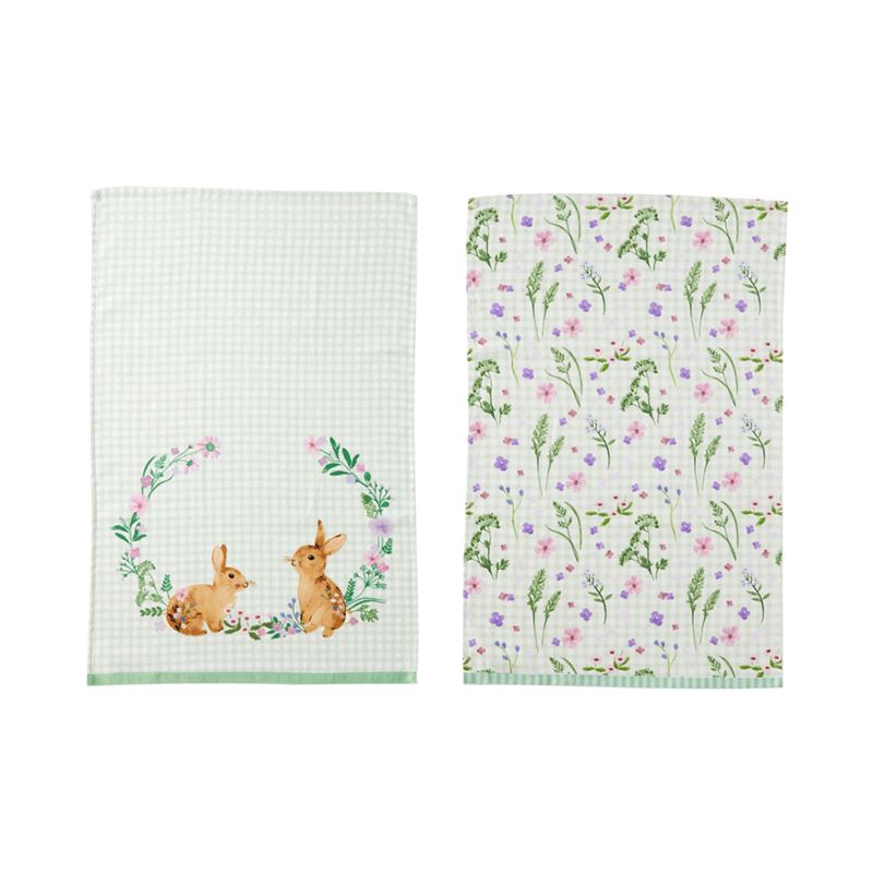 Easter Bunny Wreath Tea Towels Pack of 2
