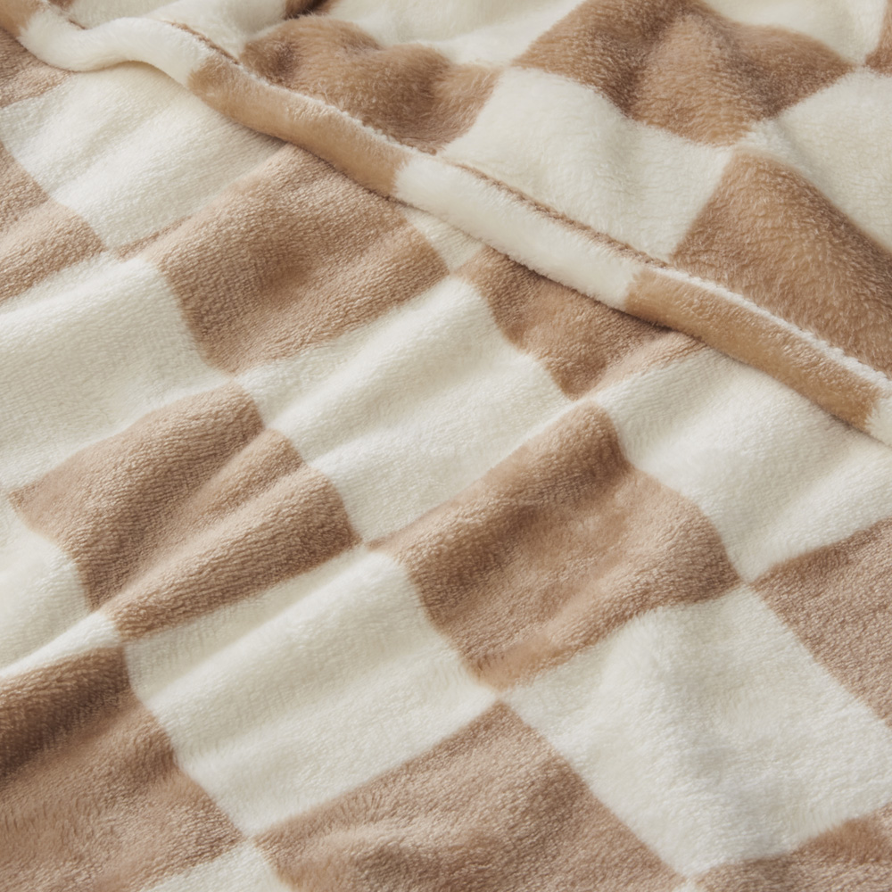Aspen Tobacco & Natural Check Fleece Blanket Adairs
