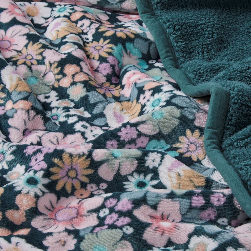 Sherpa Libertine Floral Green Blanket