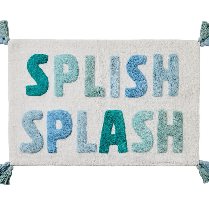 Splish Splash Blue & Mint Text Bath Mat