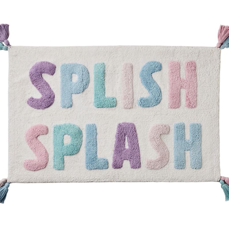 Splish Splash Pink & Lilac Text Bath Mat