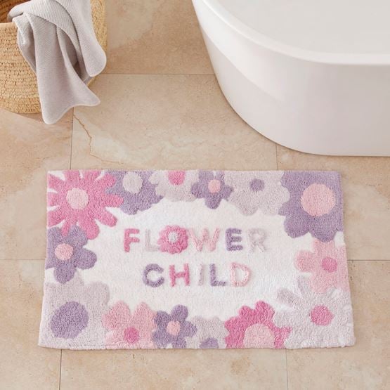 Kids Flower Child Pink & Lilac Bath Mat