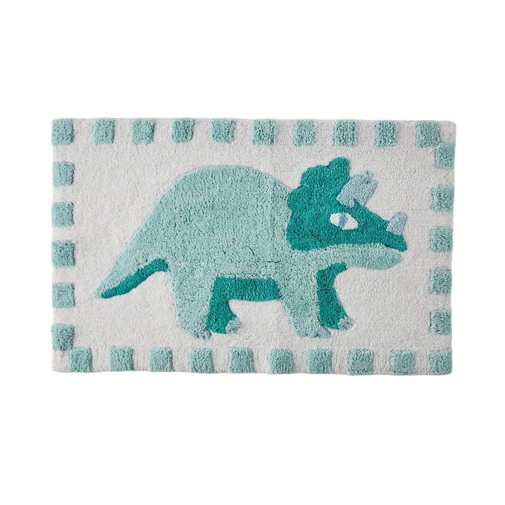 Adairs Kids Kids Dino Check Blue & Mint Bath Mat Adairs