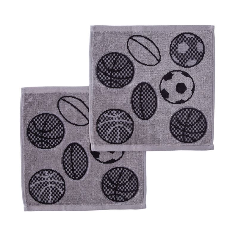 Game Day Grey Face Washers Pack of 2
