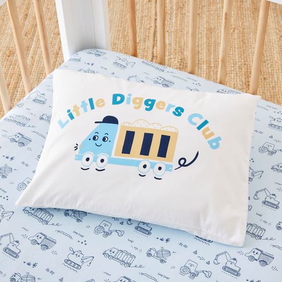 Decorative Little Diggers Club Cot Text Pillowcase