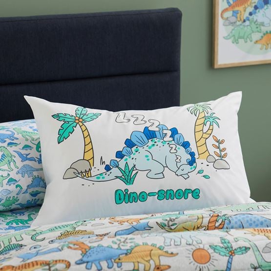 Dino-Snore Kids Text Pillowcase