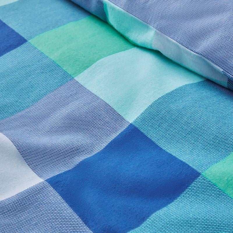 Henry Check Blue Flannelette Quilt Cover Set