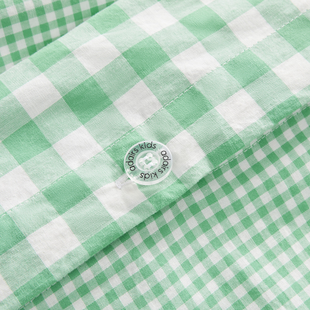Adairs Kids Sawyer Yarn Dyed Gingham Green Quilt Cover Set Adairs