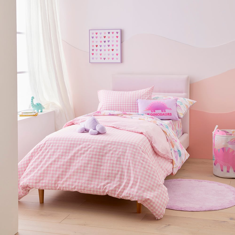 Adairs Kids - Sawyer Yarn Dyed Gingham Pink Quilt Cover Set | Adairs