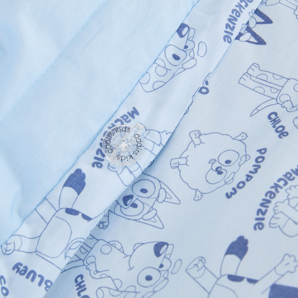 Adairs Kids Bluey & Friends Organic Cotton Soft Blue Quilted Quilt