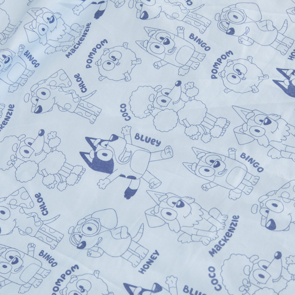 Adairs Kids Bluey & Friends Organic Cotton Soft Blue Quilted Quilt