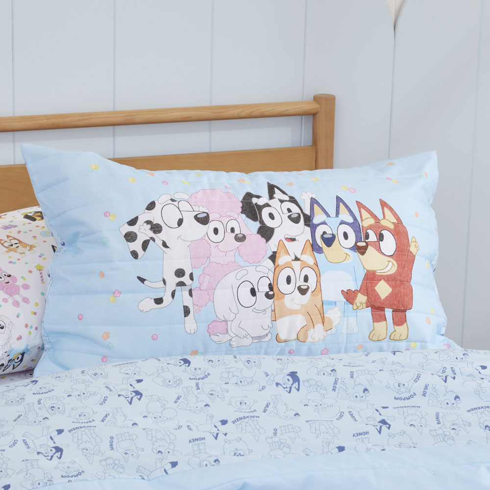 Adairs Kids Bluey Friends Organic Cotton Soft Blue Quilted