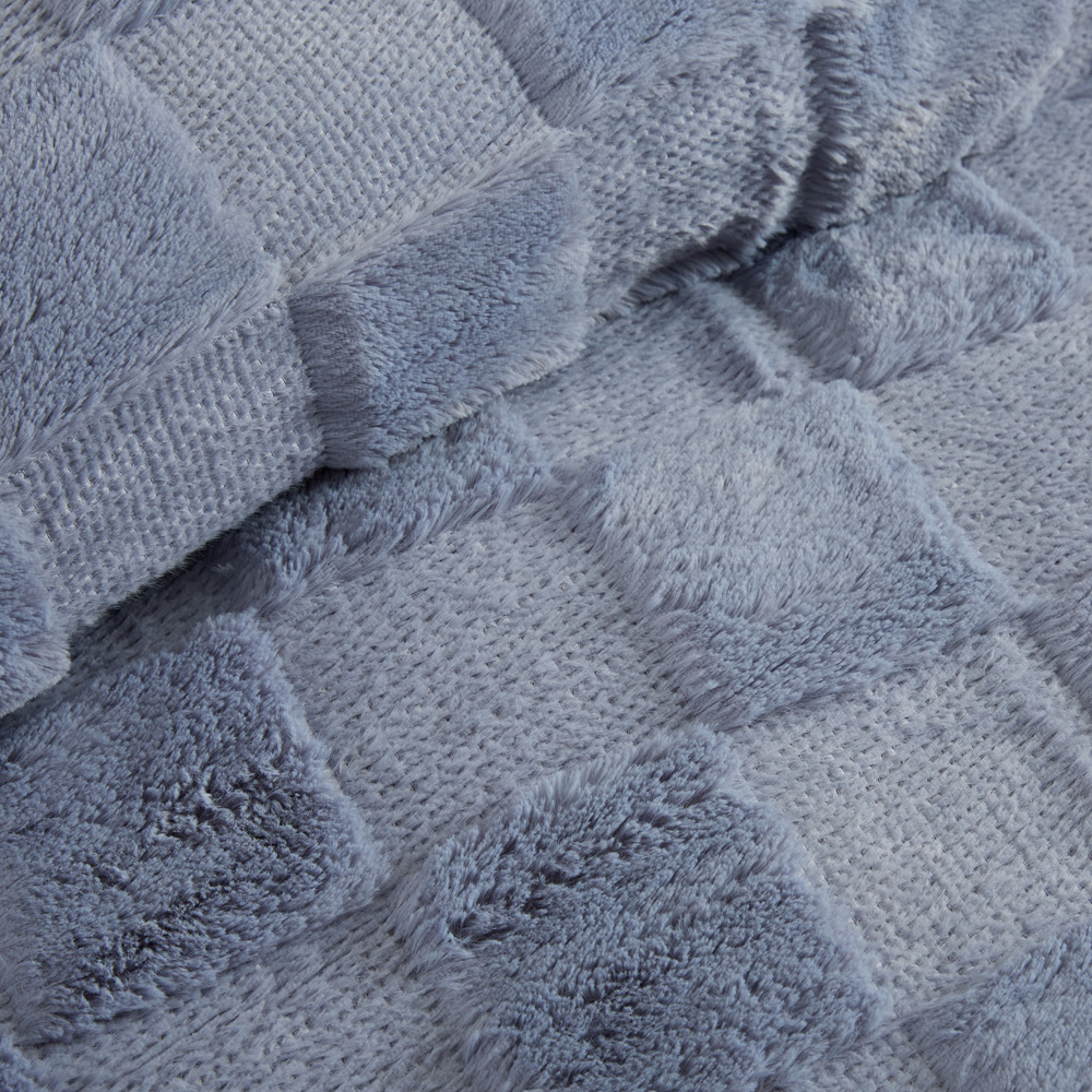 Adairs Kids Dustin Check Faux Fur Dusty Blue Quilt Cover Set Adairs