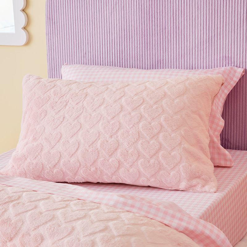 Soft Heart Faux Fur Powder Pink Quilt Cover Set