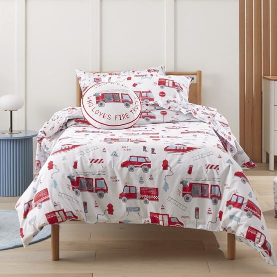 Transport Rescue Crew Grey Marle Quilt Cover Set