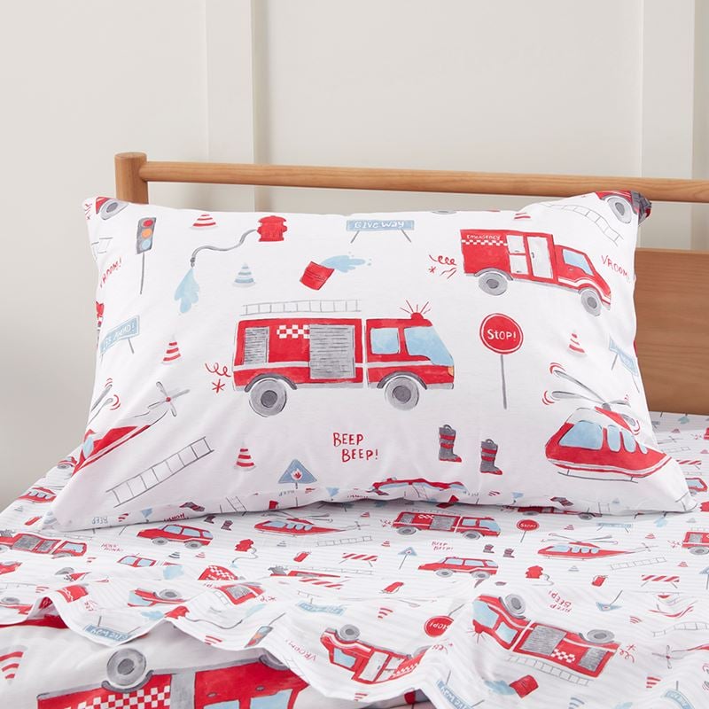 Transport Rescue Crew Grey Marle Quilt Cover Set