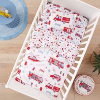 Transport Rescue Crew Grey Marle Cot Quilt Cover Set