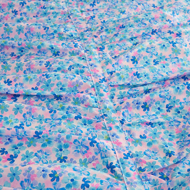 Heirloom Iris Cornflower Ruched Quilt Cover Set