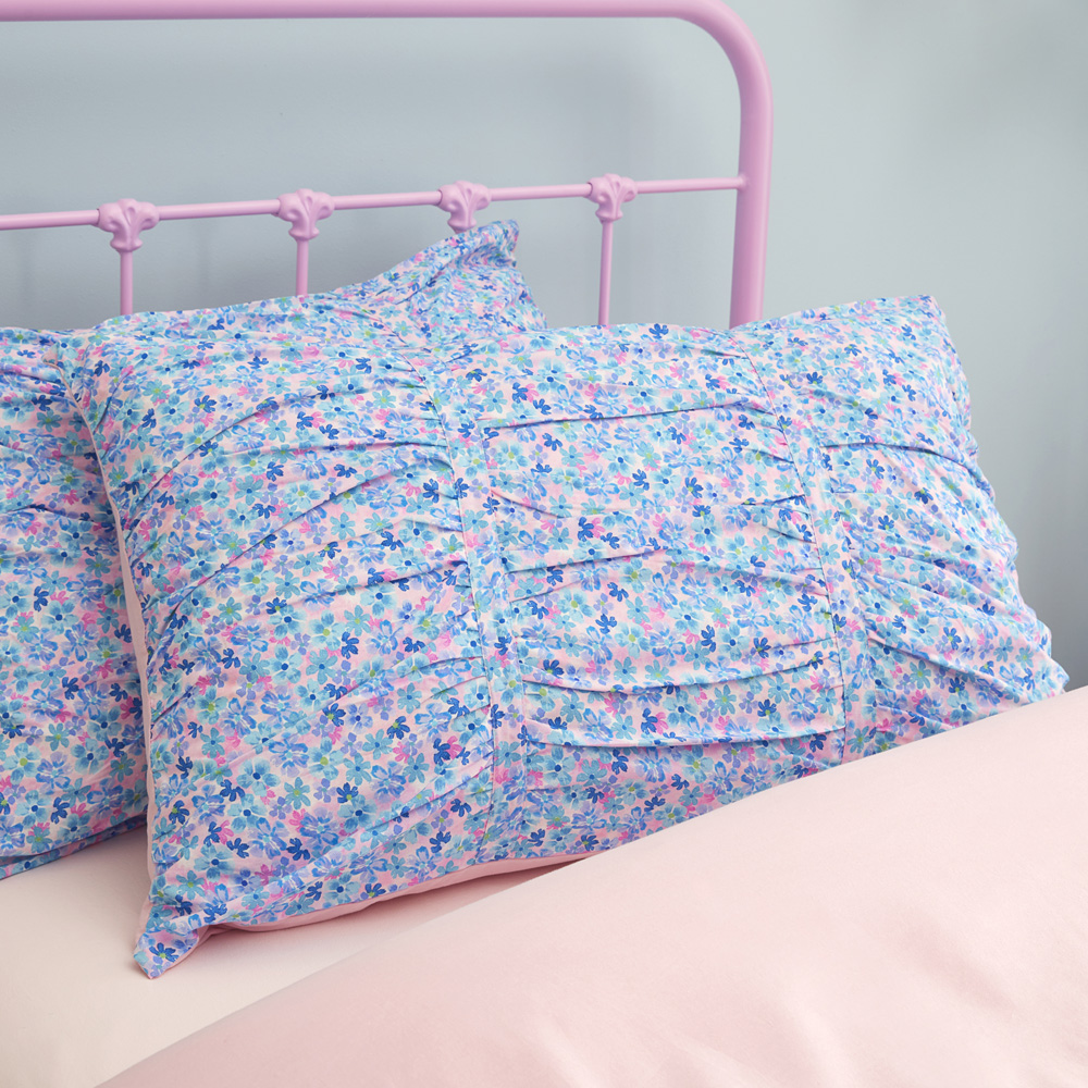 Adairs Kids Heirloom Iris Cornflower Ruched Quilt Cover Set Adairs