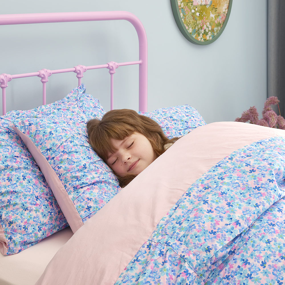 Adairs Kids Heirloom Iris Cornflower Ruched Quilt Cover Set Adairs