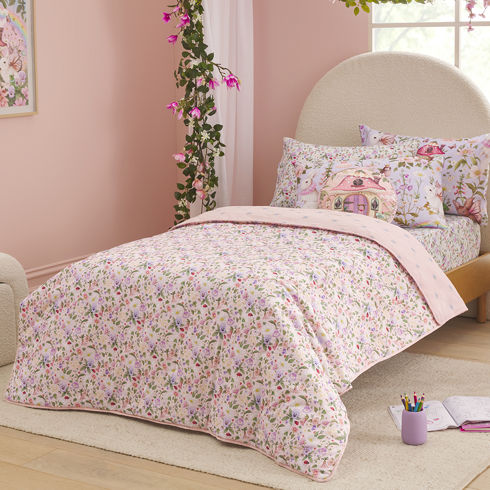 Fleur Harris Fairyland Dreamy Pink Coverlet | Adairs