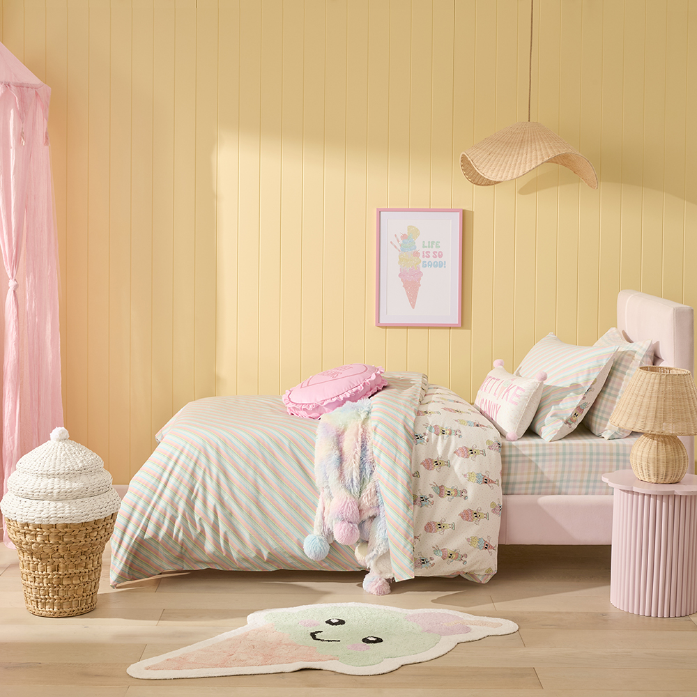 Adairs Kids Ice Cream Sundae Smile White Quilt Cover Set Adairs