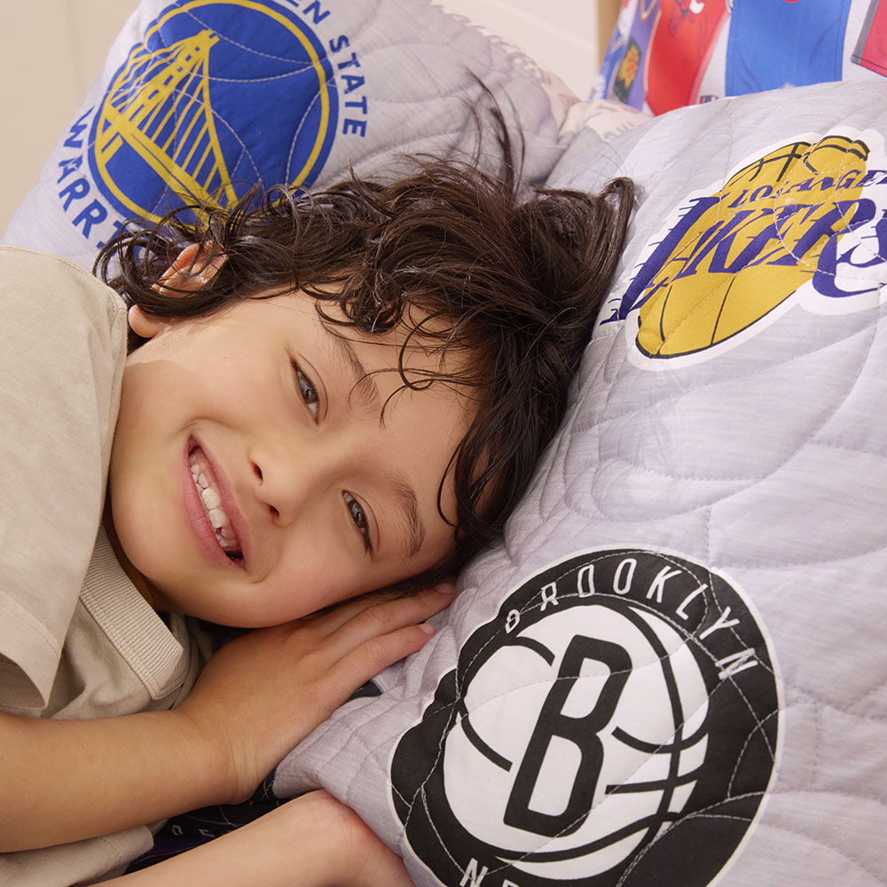 Adairs Kids - NBA Grey Marle Quilted Quilt Cover Set | Adairs