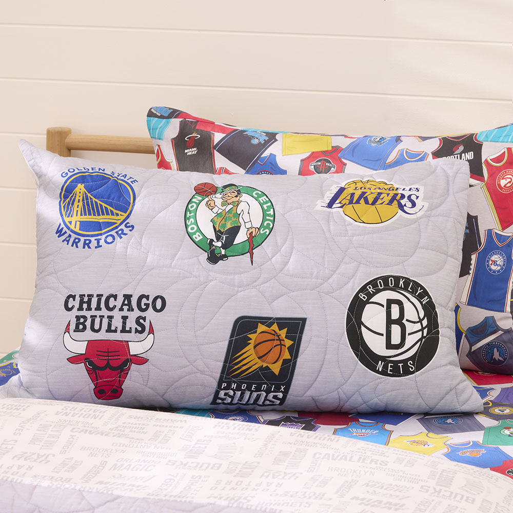 Adairs Kids - NBA Grey Marle Quilted Quilt Cover Set | Adairs