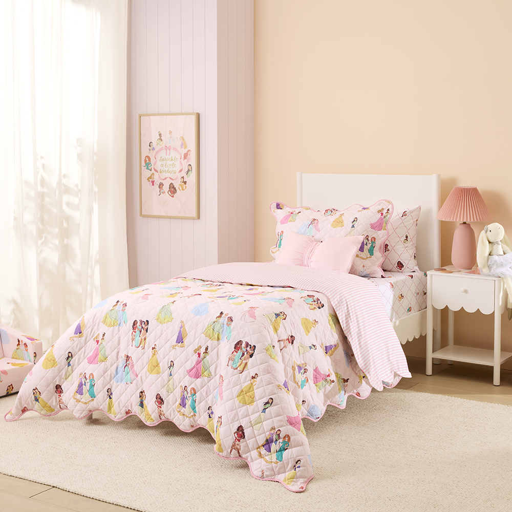 Adairs Kids - Disney Princess Pink Quilted Quilt Cover Set | Adairs