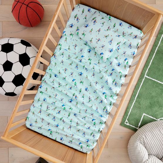 Game Day Mint Cot Sheet Set