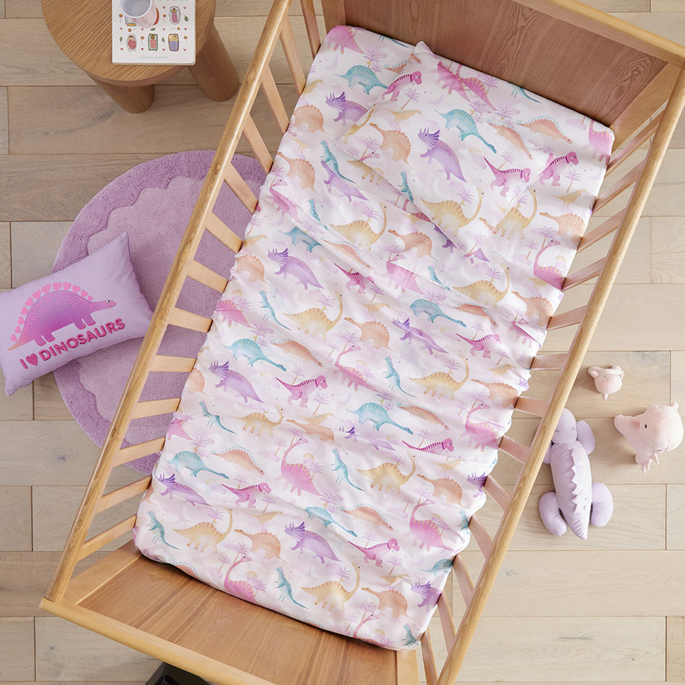Adairs Kids Darling Dino Sunset Cot Sheet Set Adairs