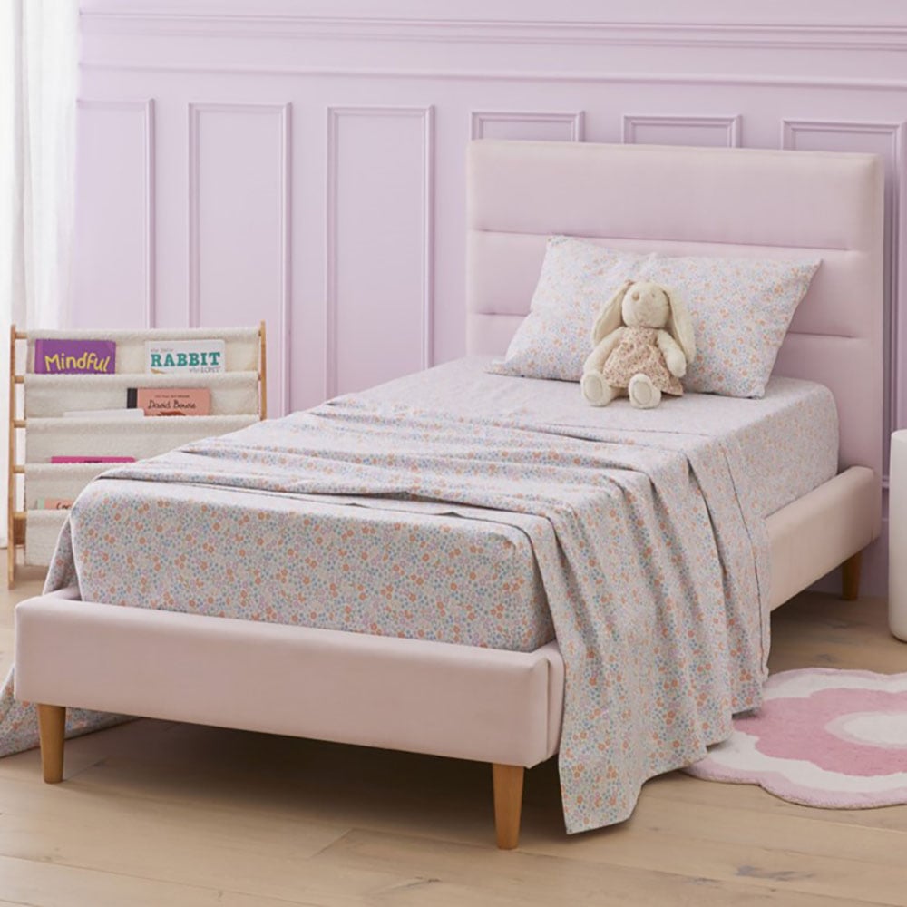 Adairs Kids Polly Floral White Flannelette Sheet Set Adairs