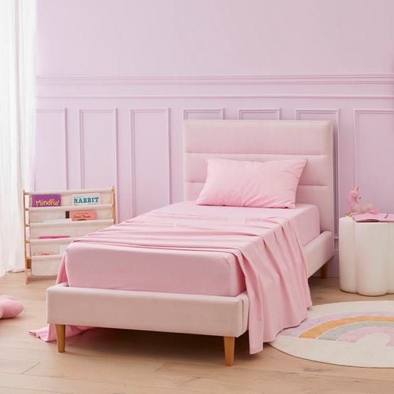 Plain Dye Pink Flannelette Sheet Set