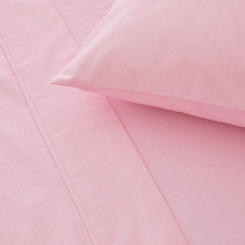 Plain Dye Pink Flannelette Sheet Set
