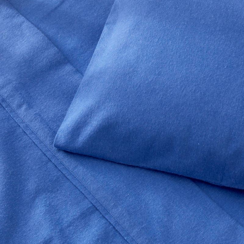 Plain Dye Deep Blue Flannelette Cot Sheet Set
