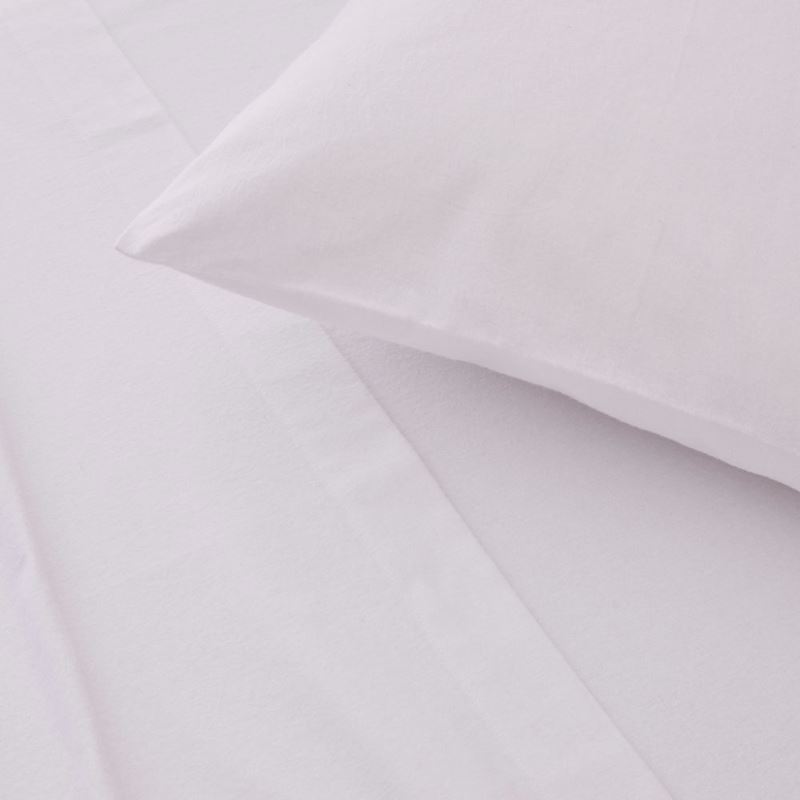 Plain Dye White Flannelette Cot Sheet Set