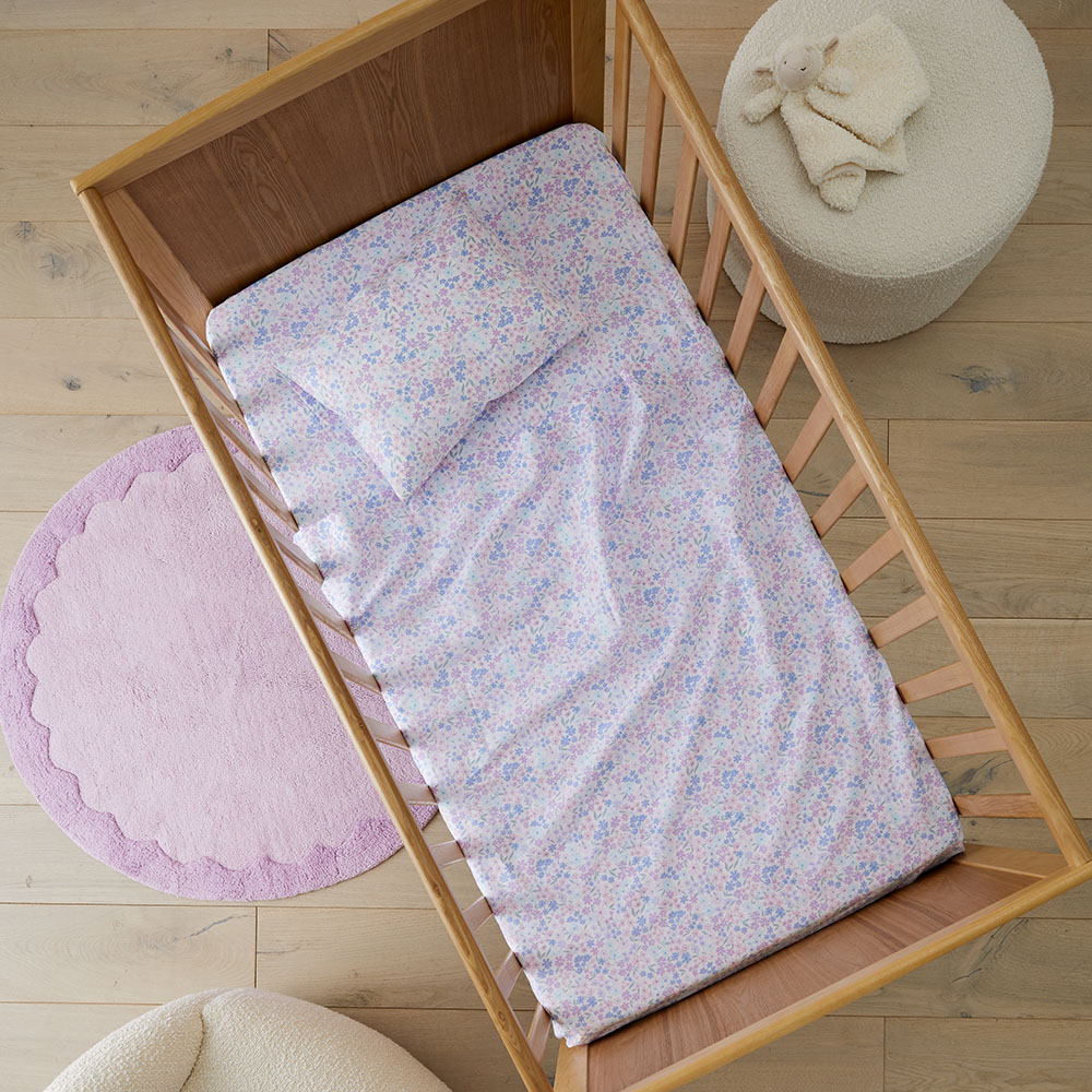 Adairs Kids Blossom Meadow White Cot Sheet Set Adairs