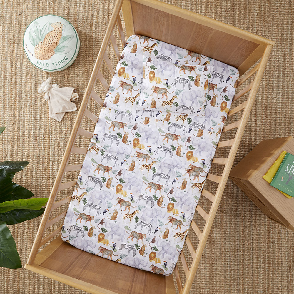 Adairs Kids Where The Wild Ones Play White Cot Sheet Set Adairs