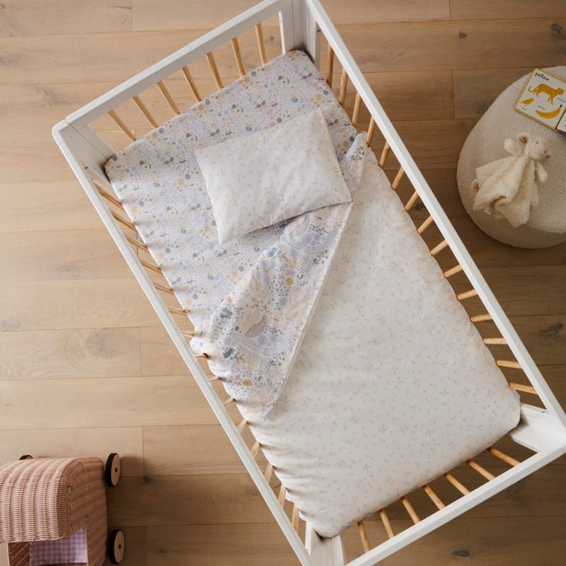 Pure Nature White Baby Quilted Cot Quilt Cover Set
