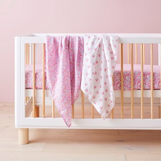 Berry Blossom Cotton Muslin Baby Swaddles 2pk