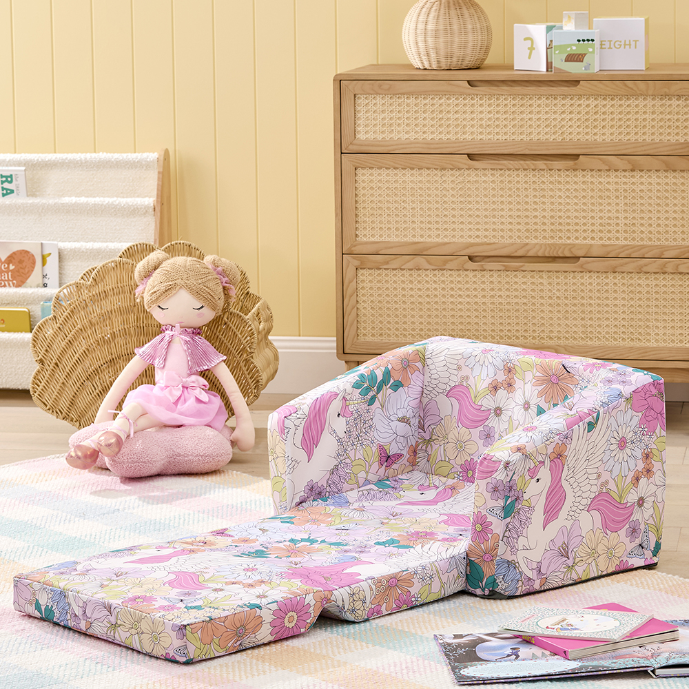 Adairs Kids Unicorn Floral Field Flip Out Sofa Adairs