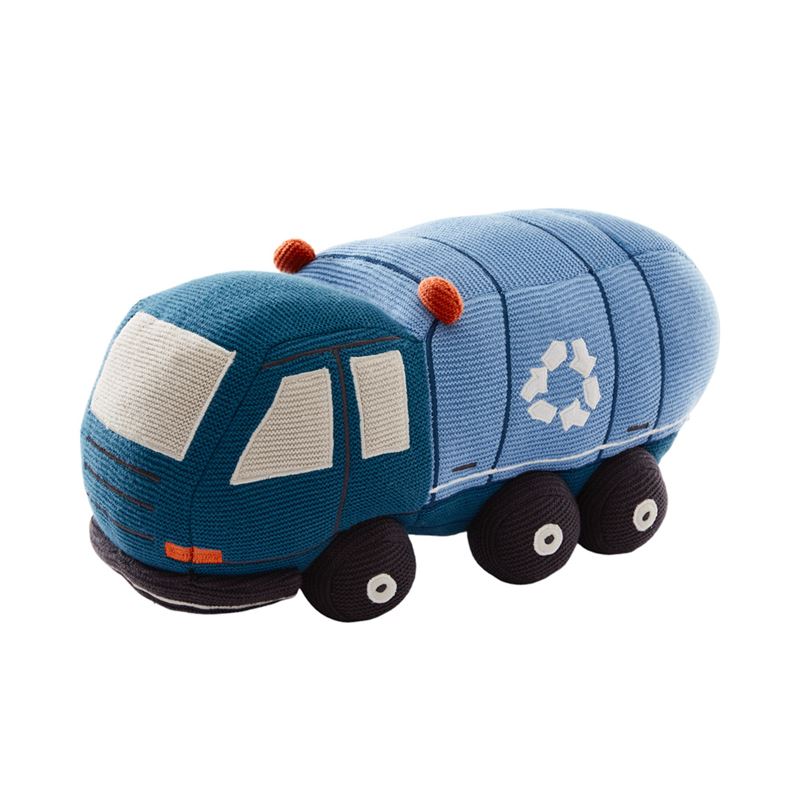 Rubbish Truck Blue Knitted Toy